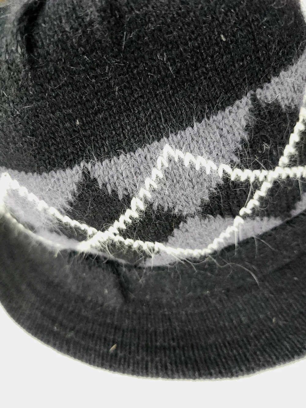 Fedora Cloche Bucket Hat Black And Grey Argyle Knit Wool/ Angora - Unbranded